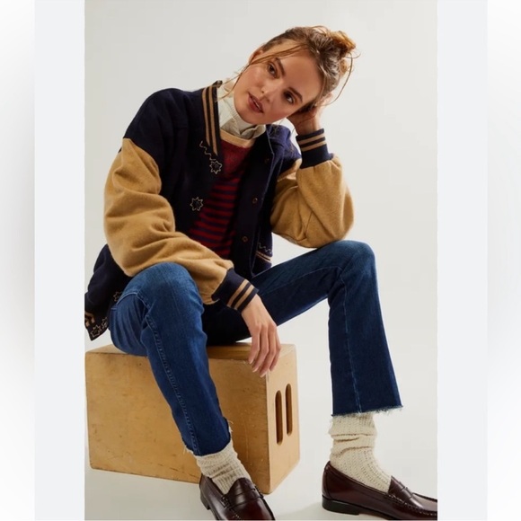 NEW Free People Home Run Varsity Bomber Jacket L - Picture 2 of 13